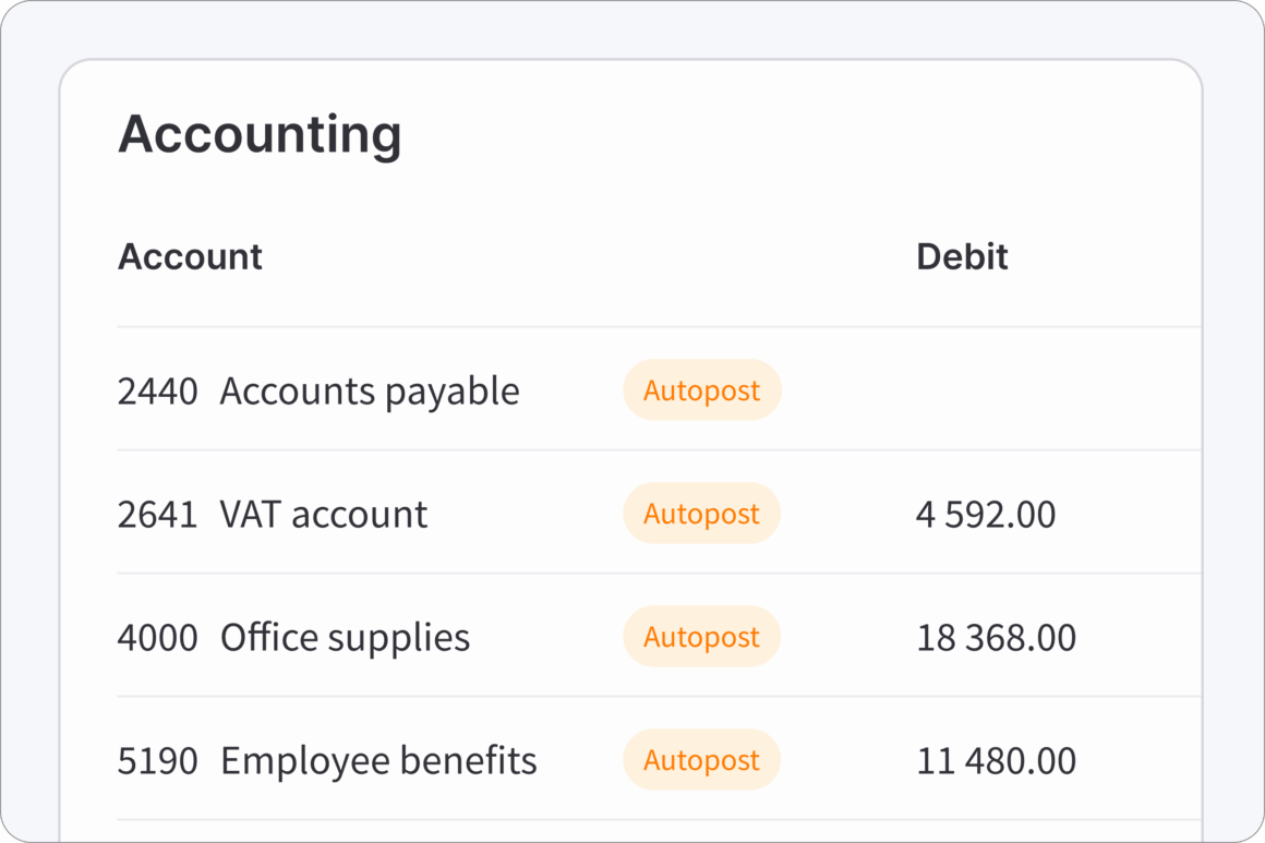 Account posting Peppol invoices Kleer