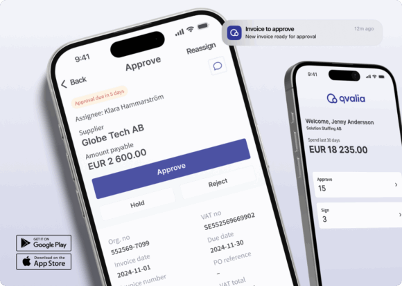 Qvalia mobile app for invoice approval and AP automation